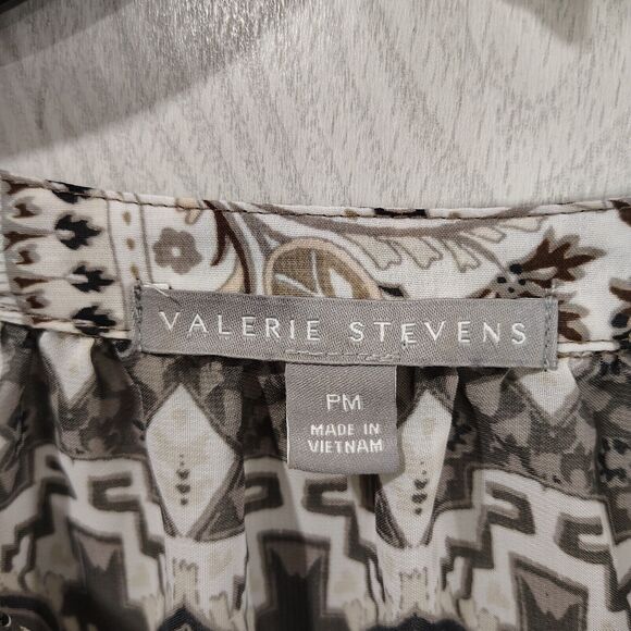 Valerie Stevens Sheer Multicolor Pullover Long Sleeve Blouse Elastic Sleeve PM - Picture 4 of 8